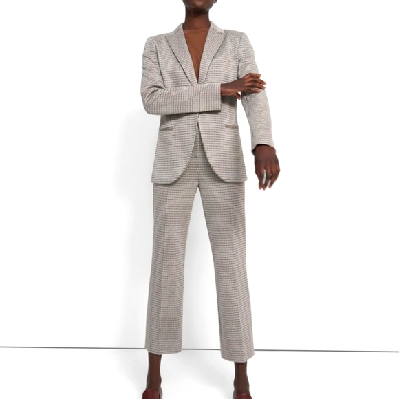 Theory Houndstooth Eco Knit Multicolor Two-Piece Feminine Earthtone PowerSuit - Picture 16 of 16